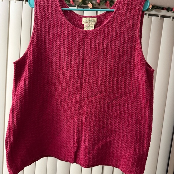 St. John's Bay Tops - VTG St John’s Bay Sleeveless Sweater Pink Raspberry Made In USA Size 1XL Cotton